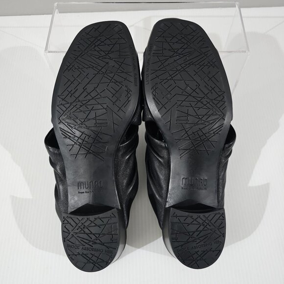 Munro Lee Slide Slip On Sandal Low Heel Shoe Black Lamb Leather Size 8 - Picture 10 of 12